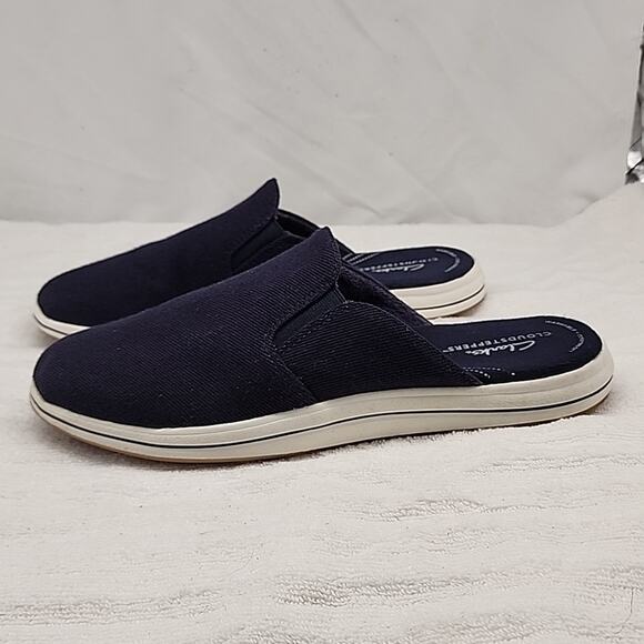 CLARKS BREEZE SHORE MULES DENIM BLUE LADIES SIZE 10 GUC - Picture 3 of 16